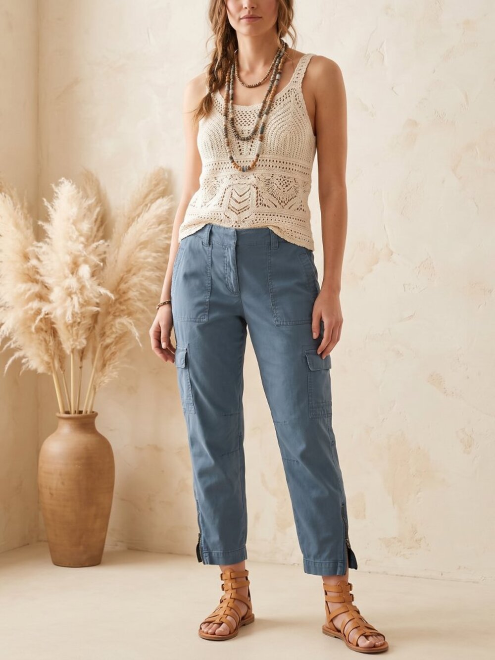 LOFT Slate Blue 12 Utility Cargo Pants Zip Ankle Crop Gorpcore Utility Casual